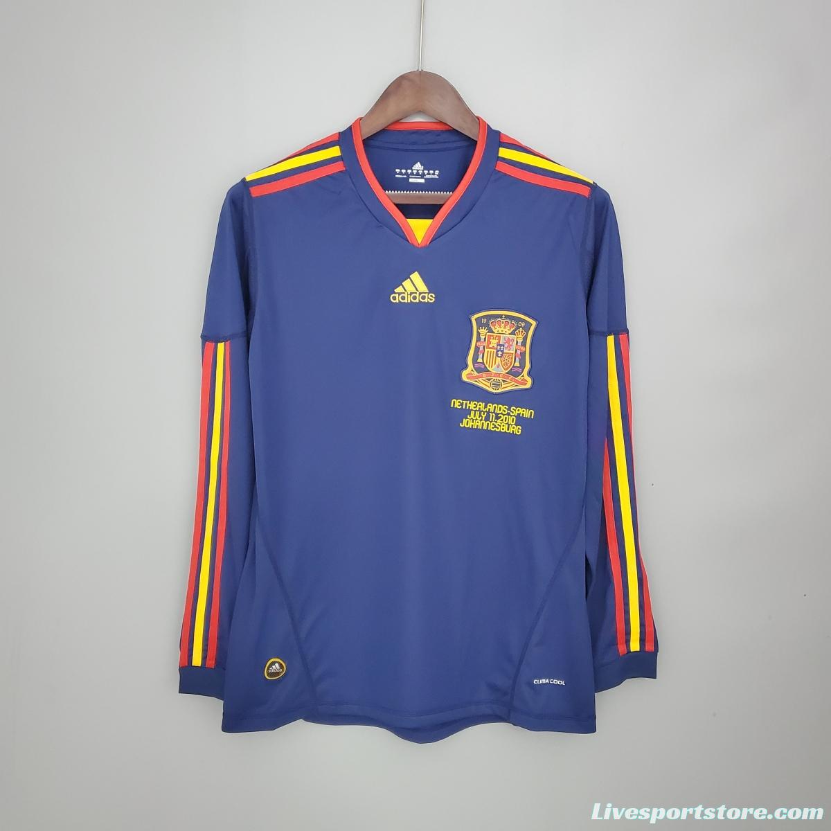 Retro long sleeve Spain 2010 away Soccer Jersey