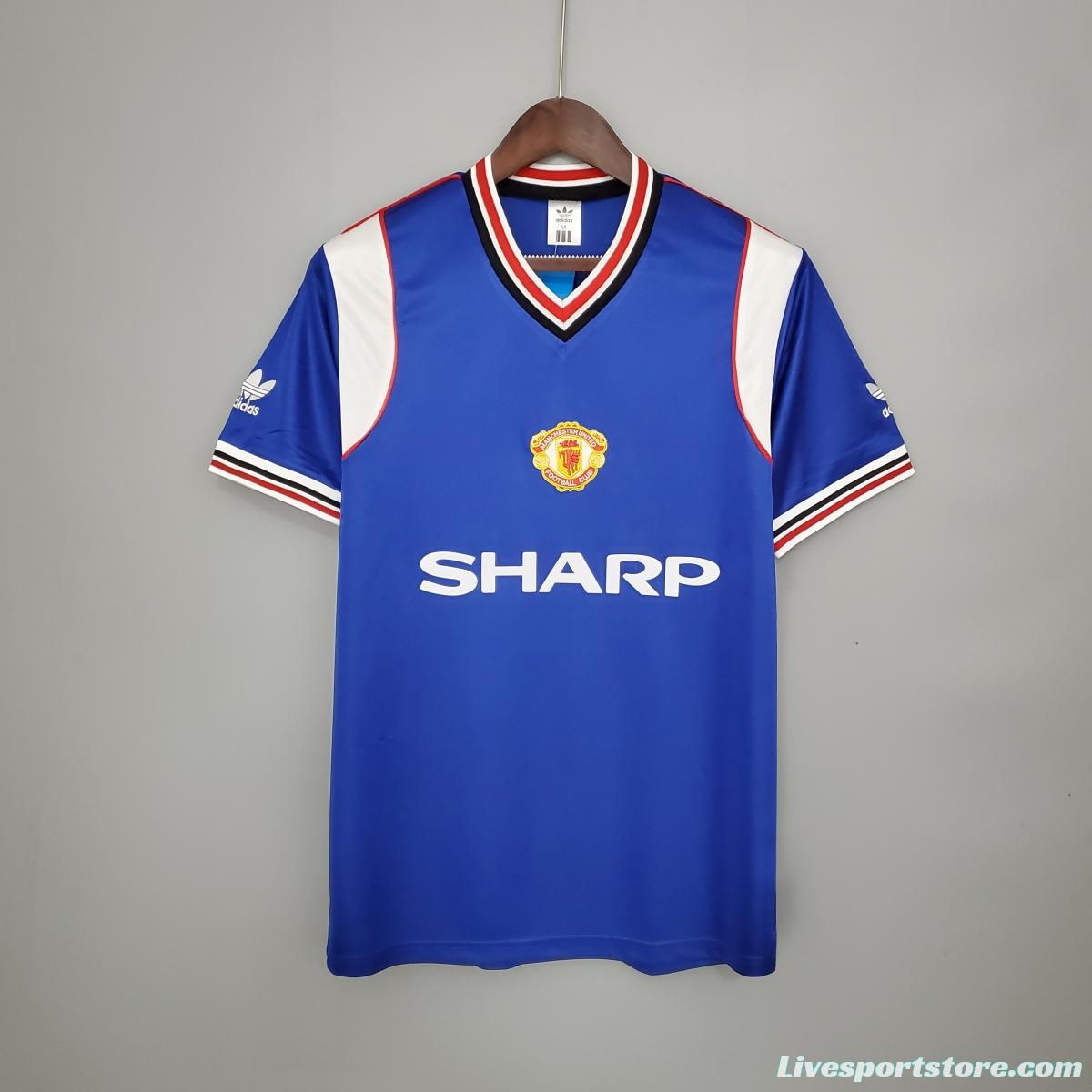 Retro Manchester United 85/86 away blue Soccer Jersey