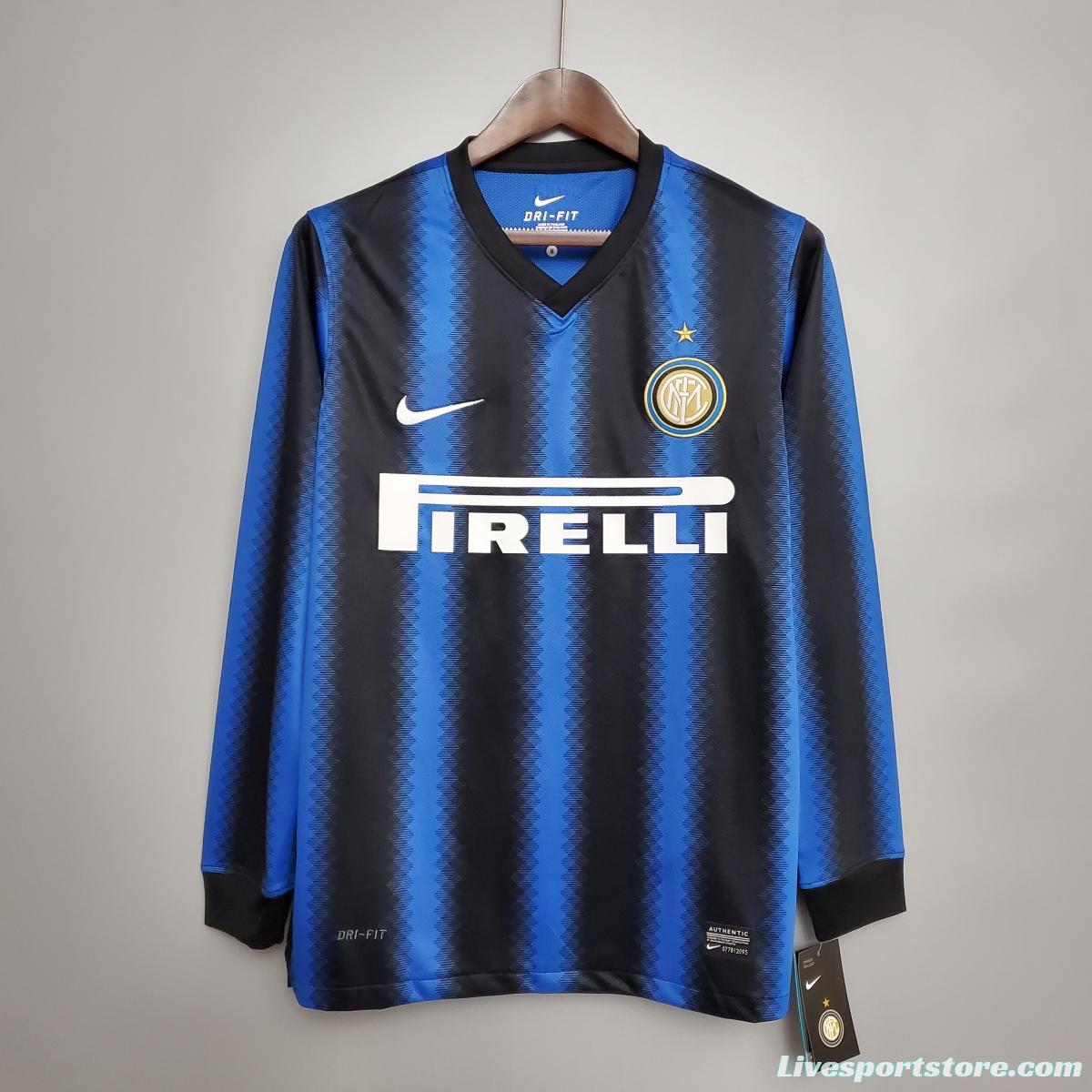 Retro long-sleeved 10/11 Inter Milan home Soccer Jersey