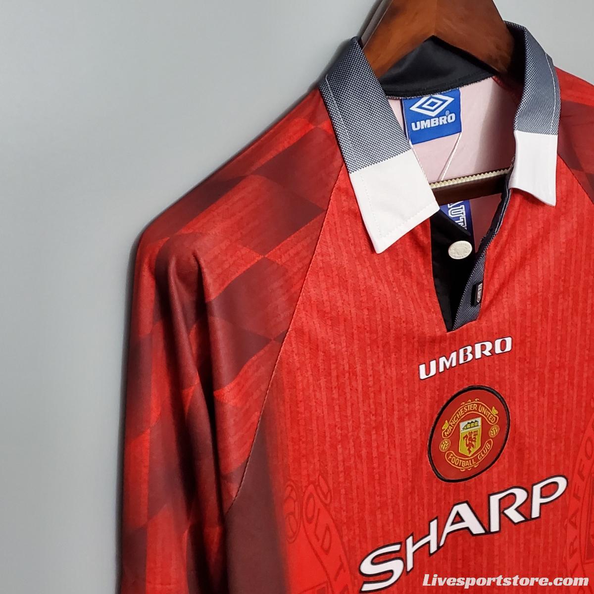 Retro Long Sleeve 96/97 Manchester United Home Soccer Jersey