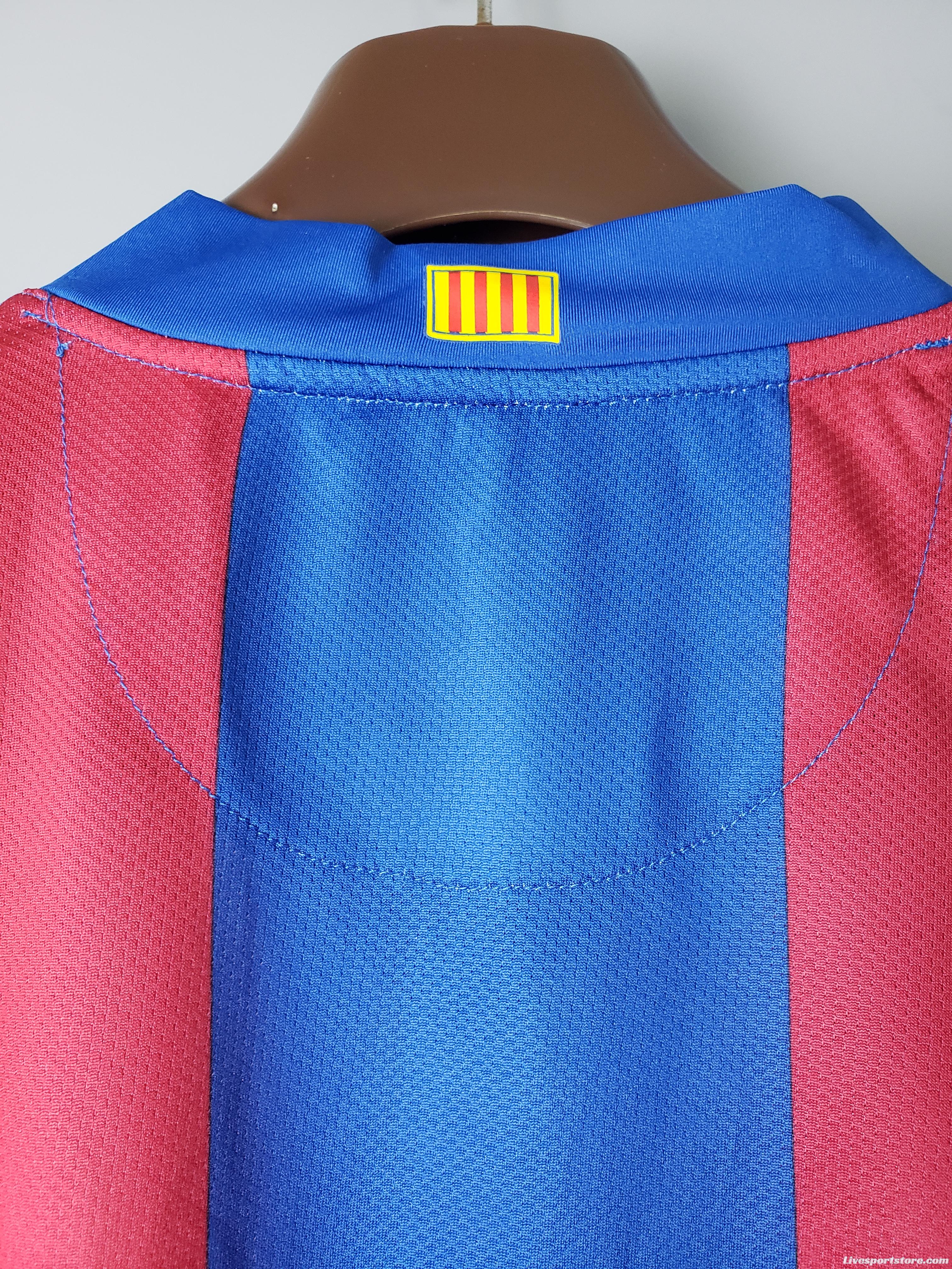 Retro 07/08 Barcelona long sleeves home Soccer Jersey