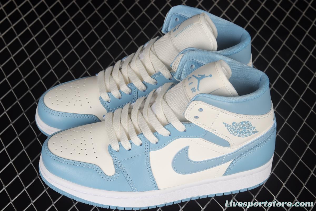 Air Jordan 1 Mid North Carolina Blue Zhongbang Basketball Shoes BQ6472-141