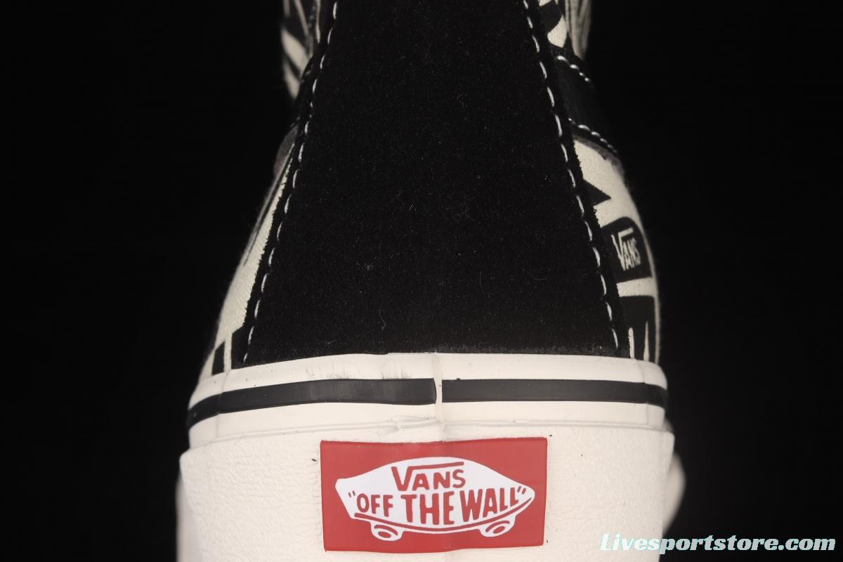 Vans Sk8-Hi 138Decon black and white printed high-top casual board shoes VN0A3MV136K