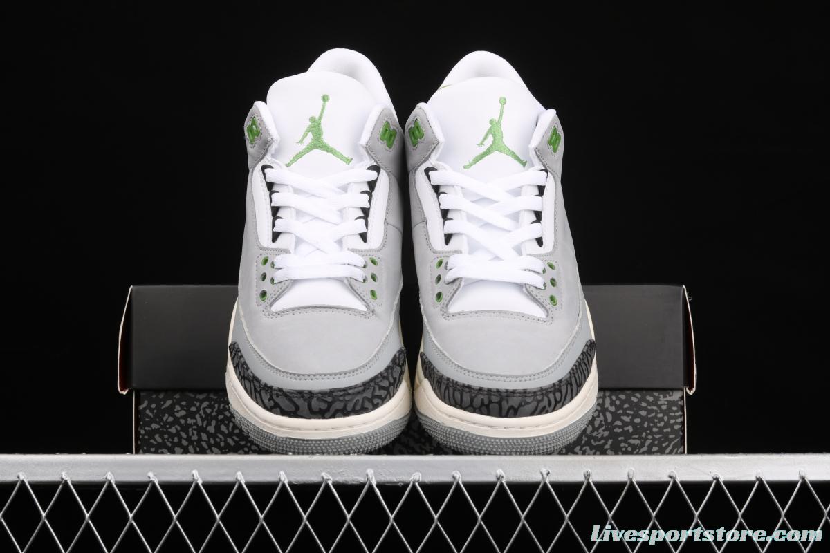 Air Jordan 3 Retro Chlorophyll AJ3 Joe 3 chlorophyll Gray Green manuscript 136064-006