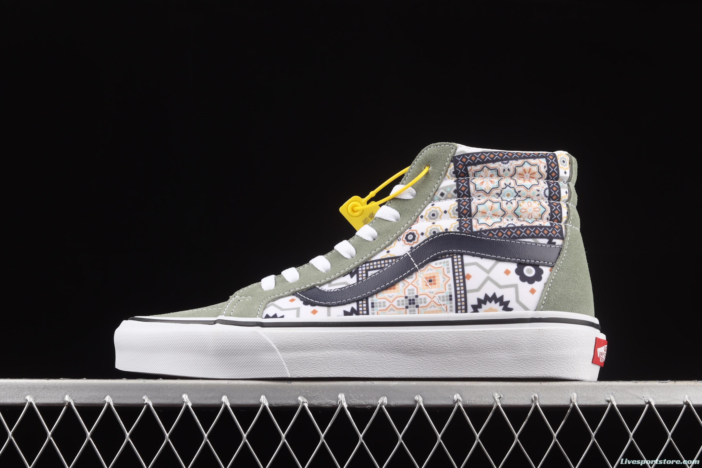 Vans Sk8-Hi Moroccan style theme series high top leisure sports shoes VN0A4BV8688