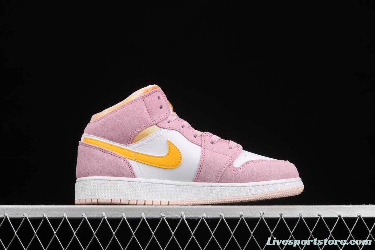 Air Jordan 1 Mid Junior Women's Powder Zhongbang Basketball shoes DC9517-600