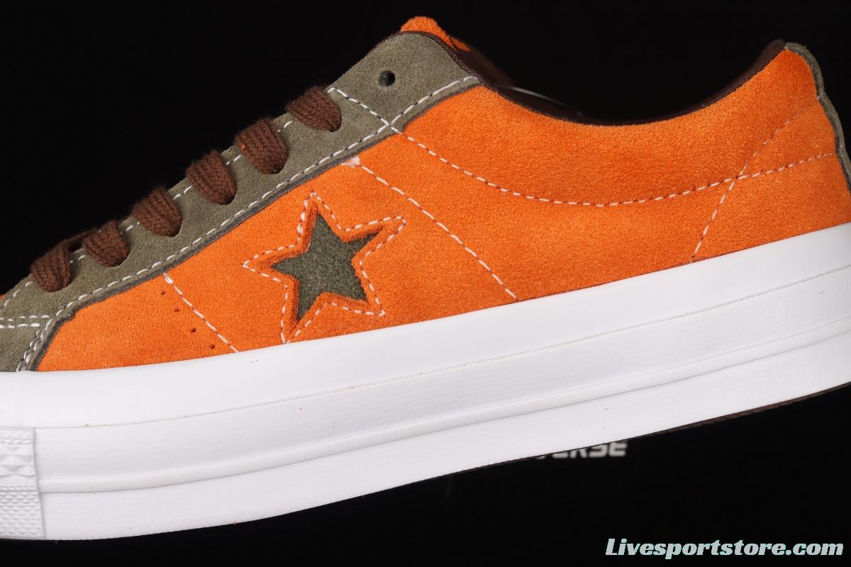 Converse One Star Converse dirty orange-green fur-turned one-star low-top board shoes 161617C