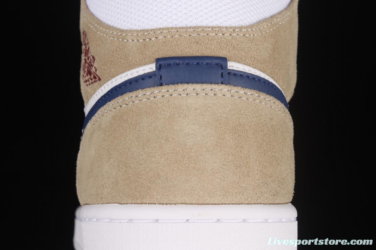 Air Jordan 1 Mid linen cream cultural basketball shoes DO6726-100