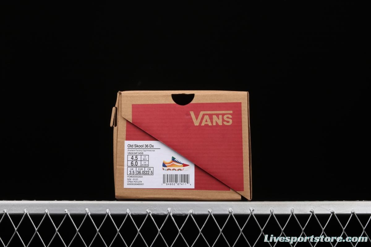 Vans Old Skool 36 limits high-end regional Anaheim color rainbow low-top casual board shoes VN0A54F34SB