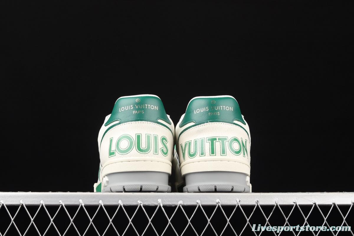 Authentic LV 2021ss early spring fashion catwalk sneakers 410N White Green