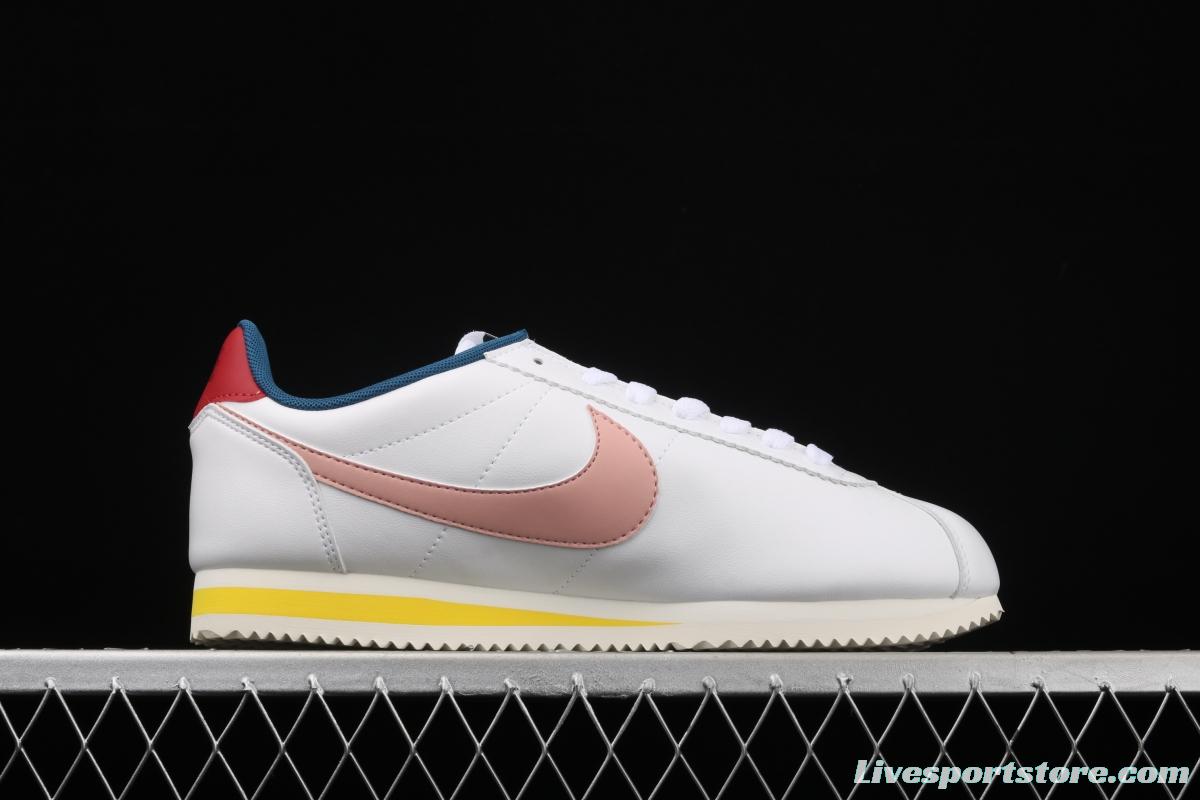 NIKE Classic Cortez Leather Forrest Gump fresh white powder matching leather running shoes 807471-114