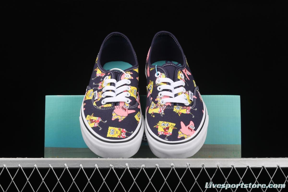 SpongeBob x Vans Comfycush Authentic 2021 joint color printing cartoon customized low-side vulcanized canvas leisure sports board shoes VN0A3WM7YZ1