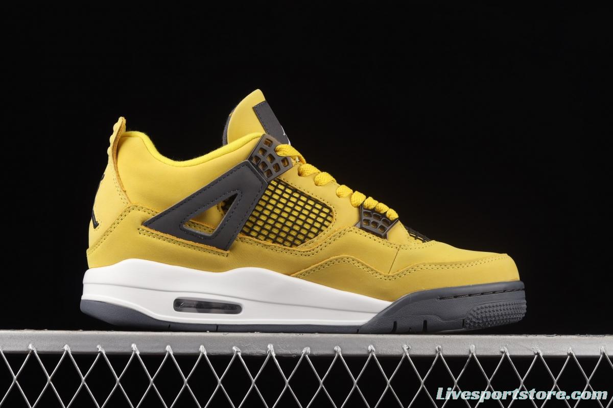 Air Jordan 4 Lightning repeated engraving of white and yellow electric masterbatch basketball shoes CT8527-700