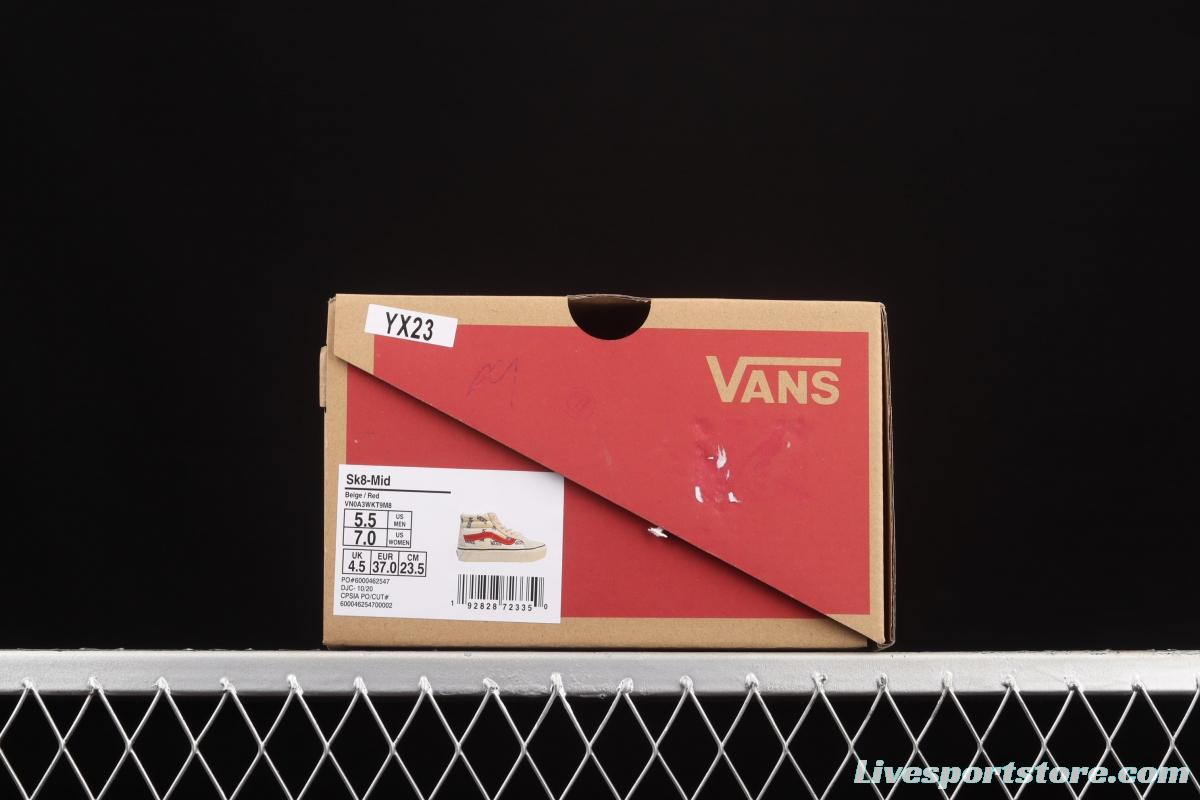 Vans Sk8-Mid Logo white full printed medium top casual board shoes VN0A3WKT9M8