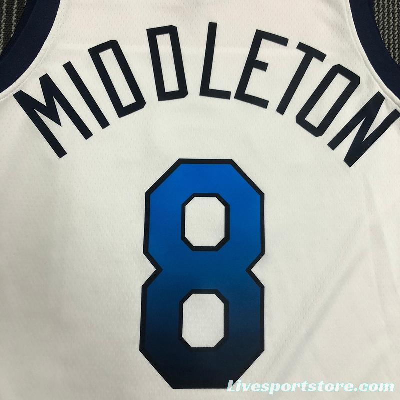 Thai Version Men's Khris Middleton White USA Basketball Player Jersey