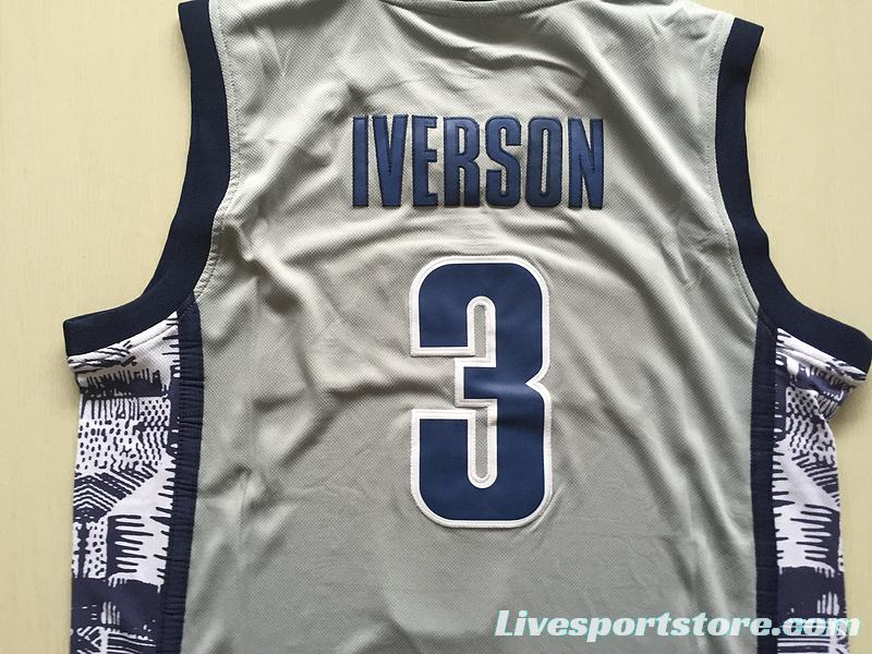 Allen Iverson 3 Hoyas College Gray Basketball Jersey