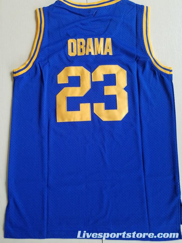 EJ Barack Obama 23 Punahou High Blue Basketbal Jersey