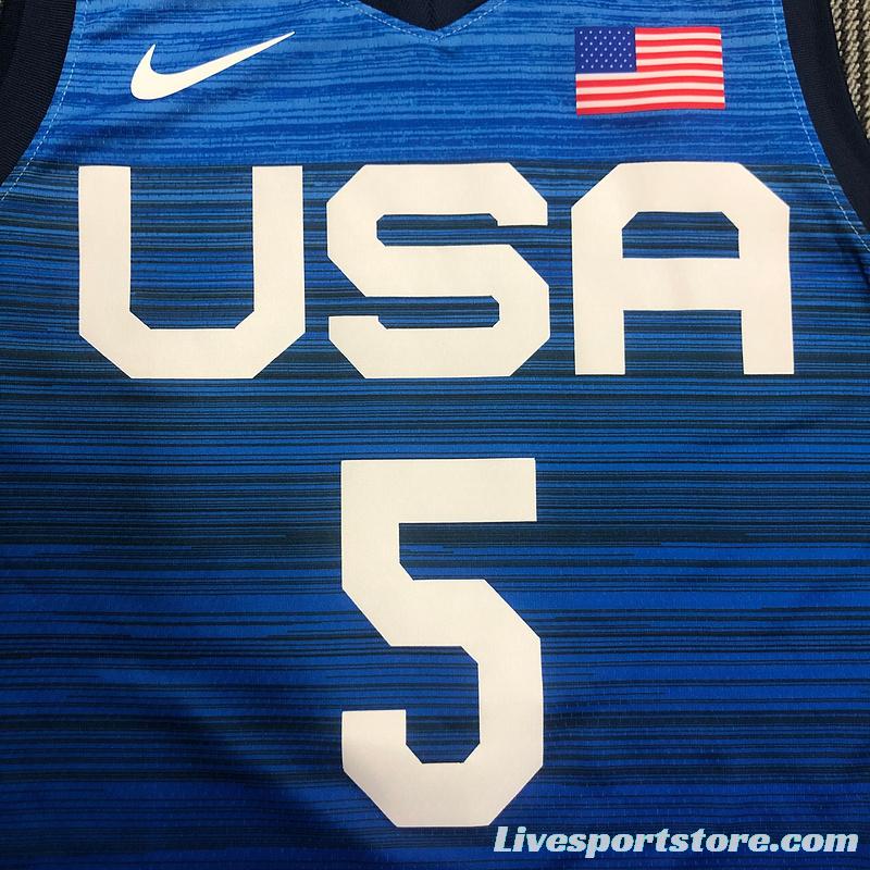 Thai Version Men's Zach LaVine Navy USA Basketball Player Jersey