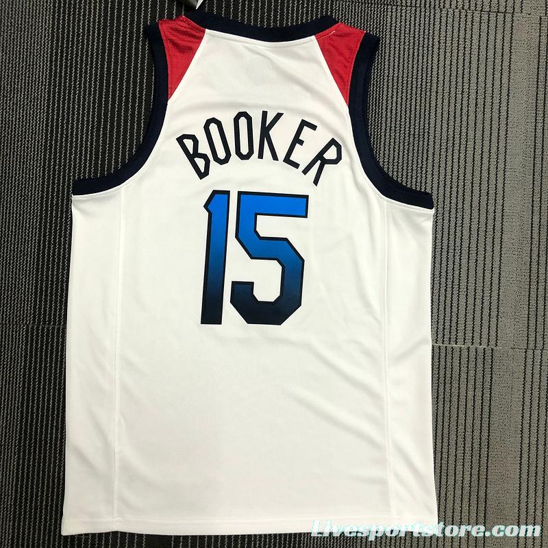 Thai Version Men's Devin Booker White USA Basketball Player Jersey