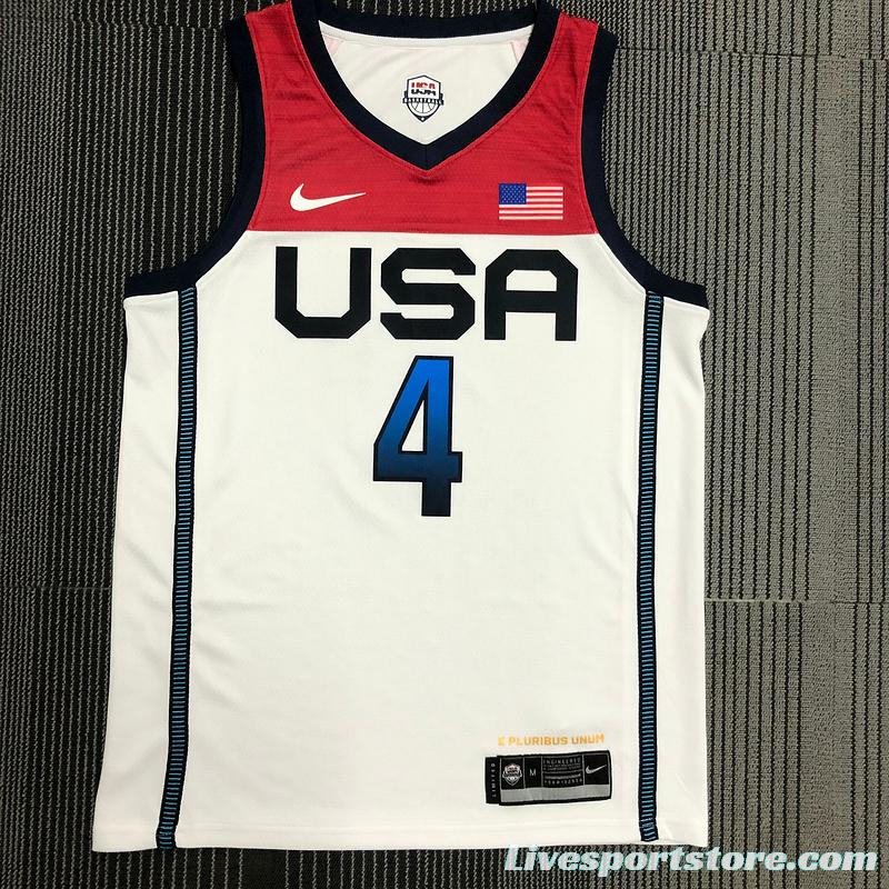 Thai Version Men's Bradley Beal White USA Basketball Player Jersey