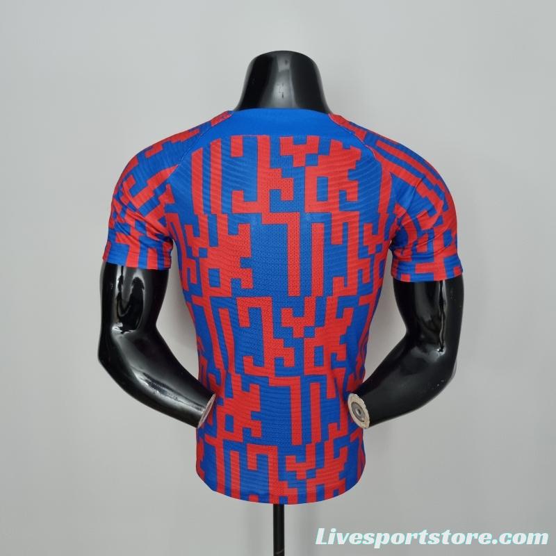 22/23 Barcelona Player Version Pre-match Jersey Red and Blue