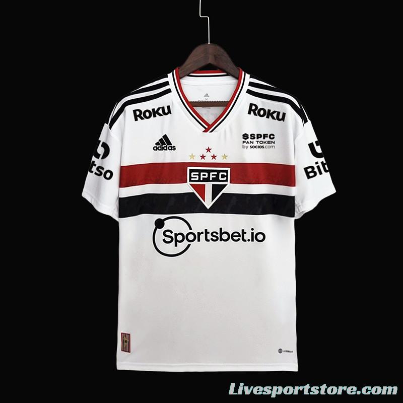 22/23 All Sponsor São Paulo Home  Soccer Jersey