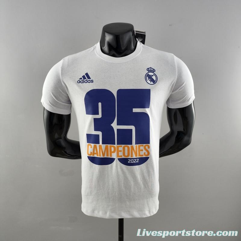 22 23 Real Madrid Mens Campeón 35 T-Shirt White  #K000168