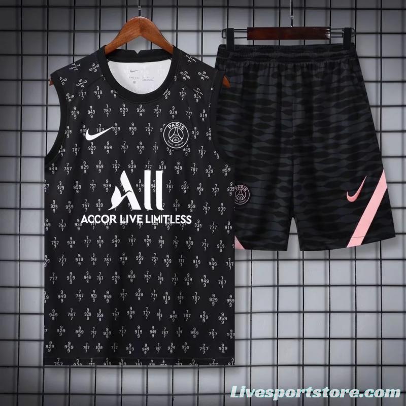 22/23 PSG Pre-match Training Jersey Black Number Vest