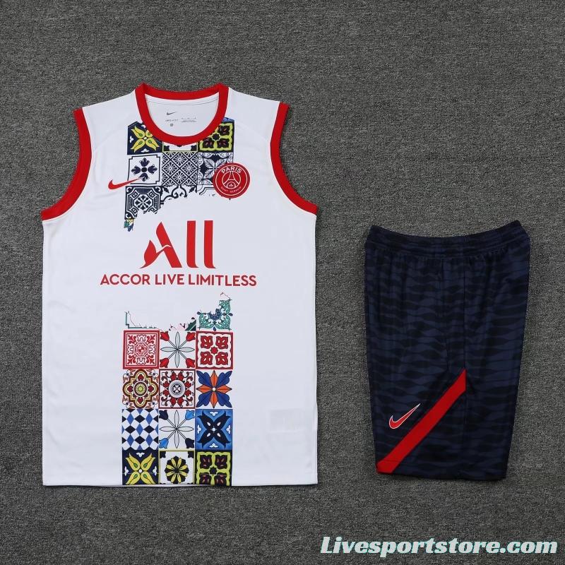 22/23PSG White Special Edition Pre-Game Training Jersey Vest