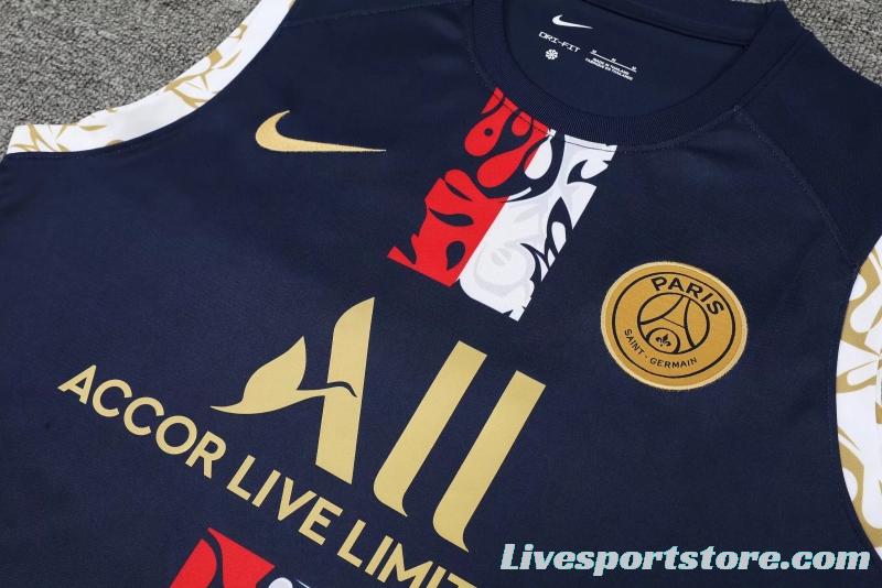 22/23PSG Royal Blue Golden Shield Pre-match Training Jersey Vest