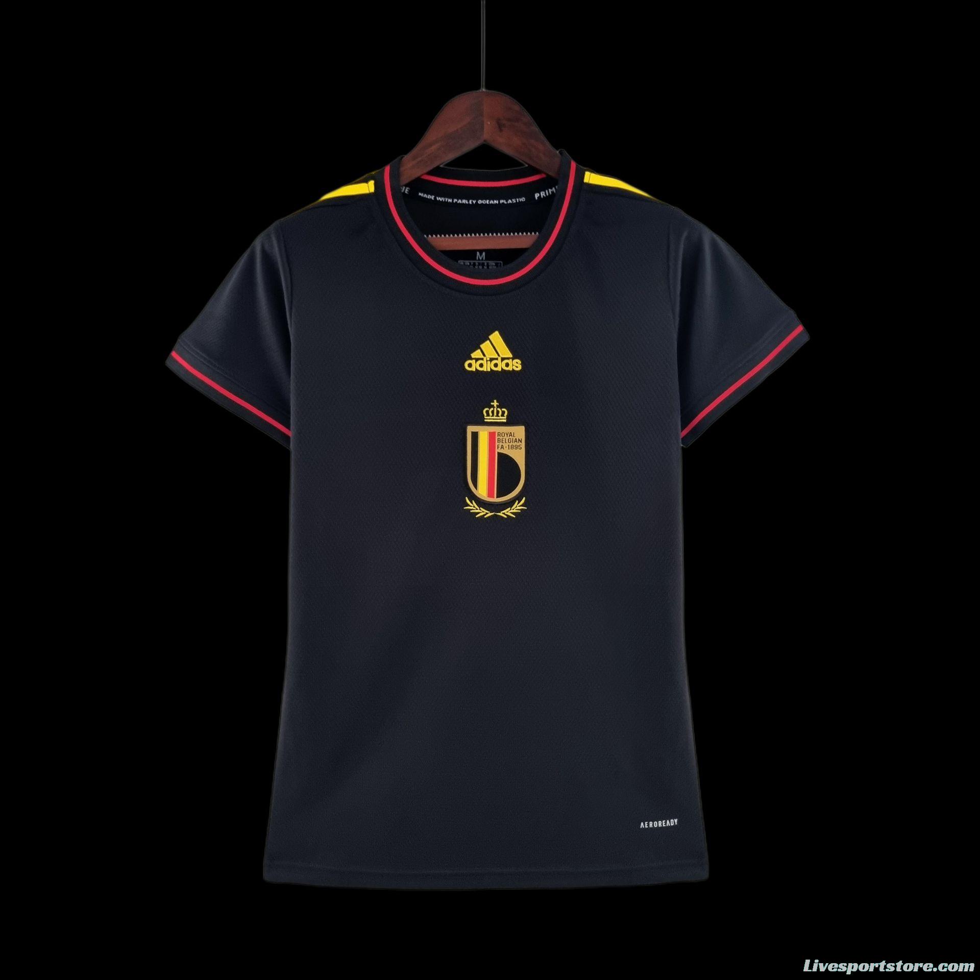 2022 Women Belgium Black Soccer Jersey