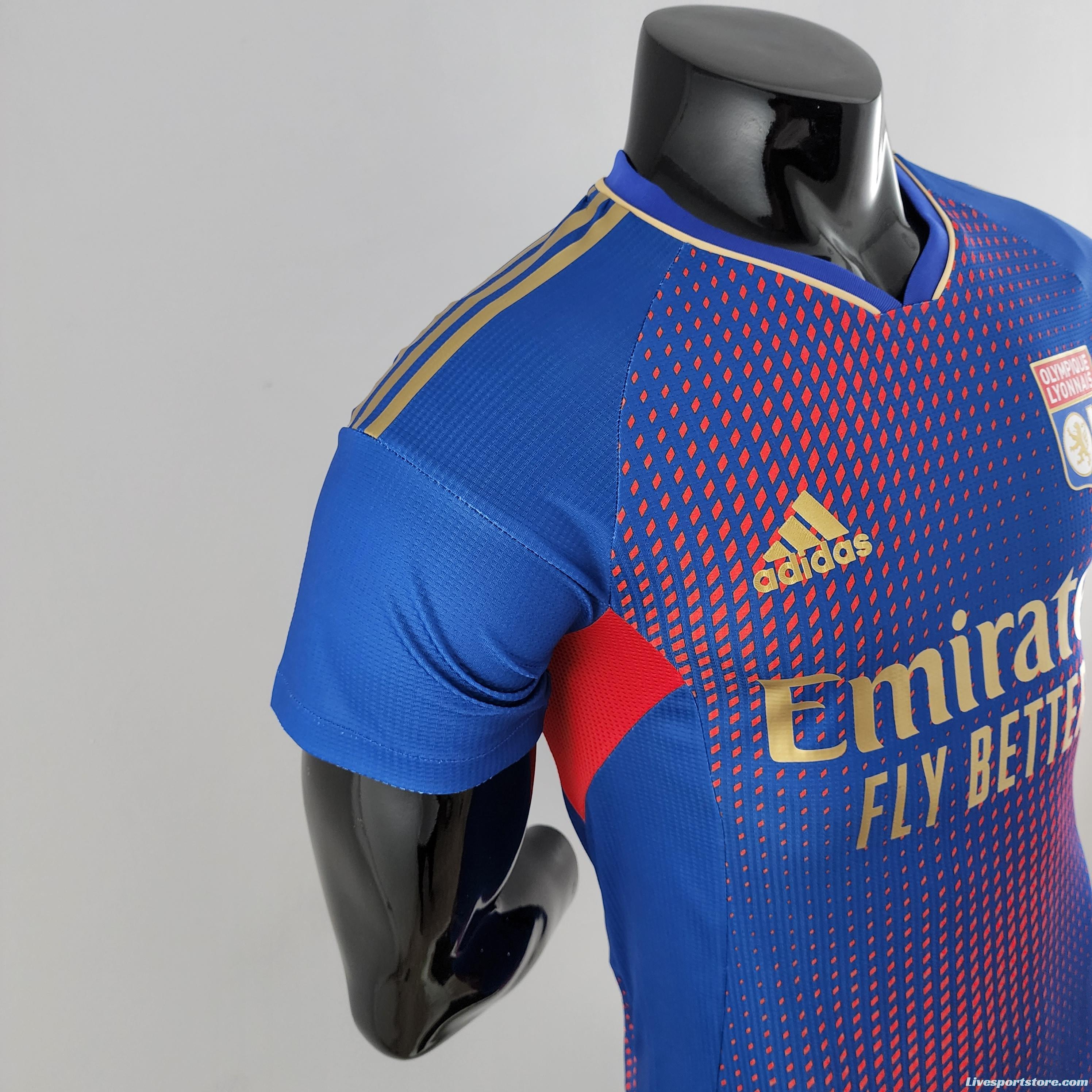 Player Version 22/23 Lyon Forth Blue Soccer Jersey