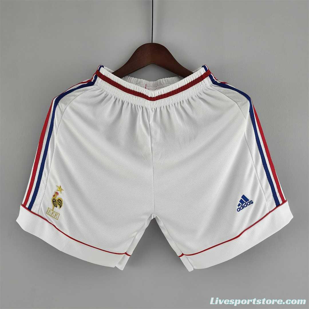 Retro 1998 France Home White Shorts