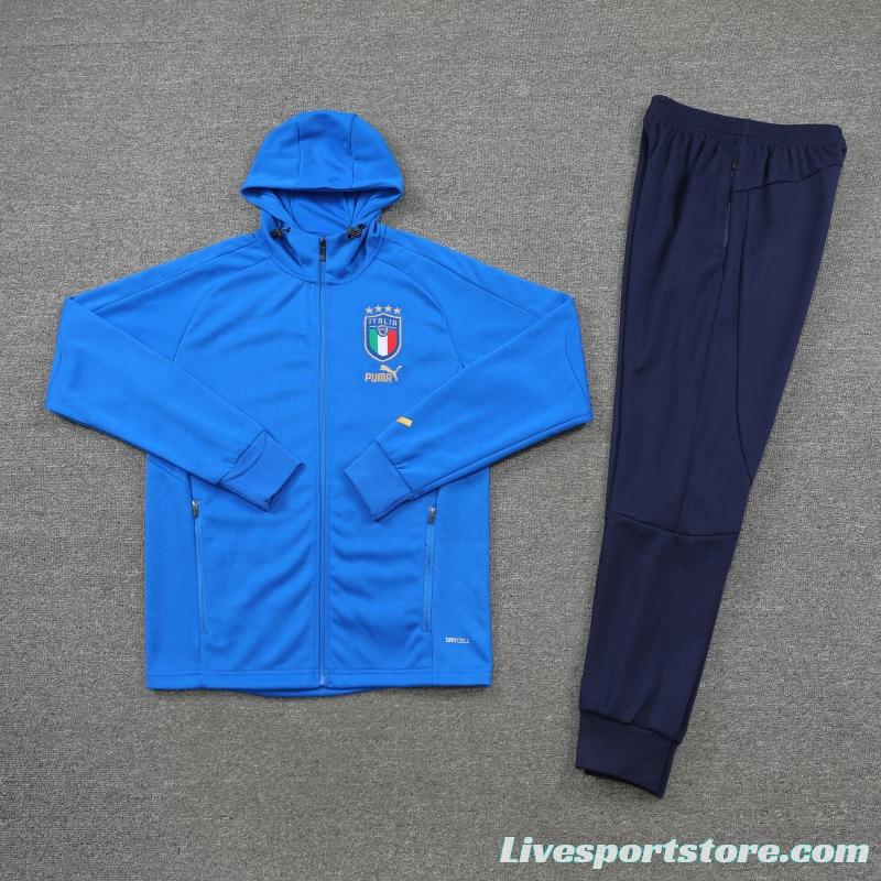 2022 Italy Blue Full Zipper Jacket+Long Pants