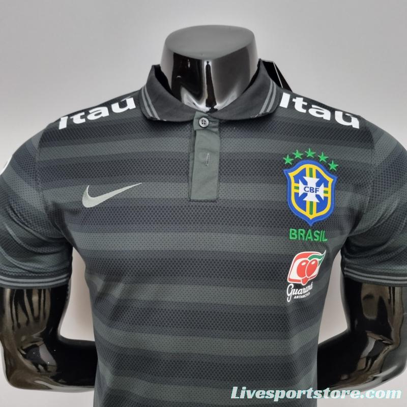 2022 Brazil Polo Black Stripe Jersey