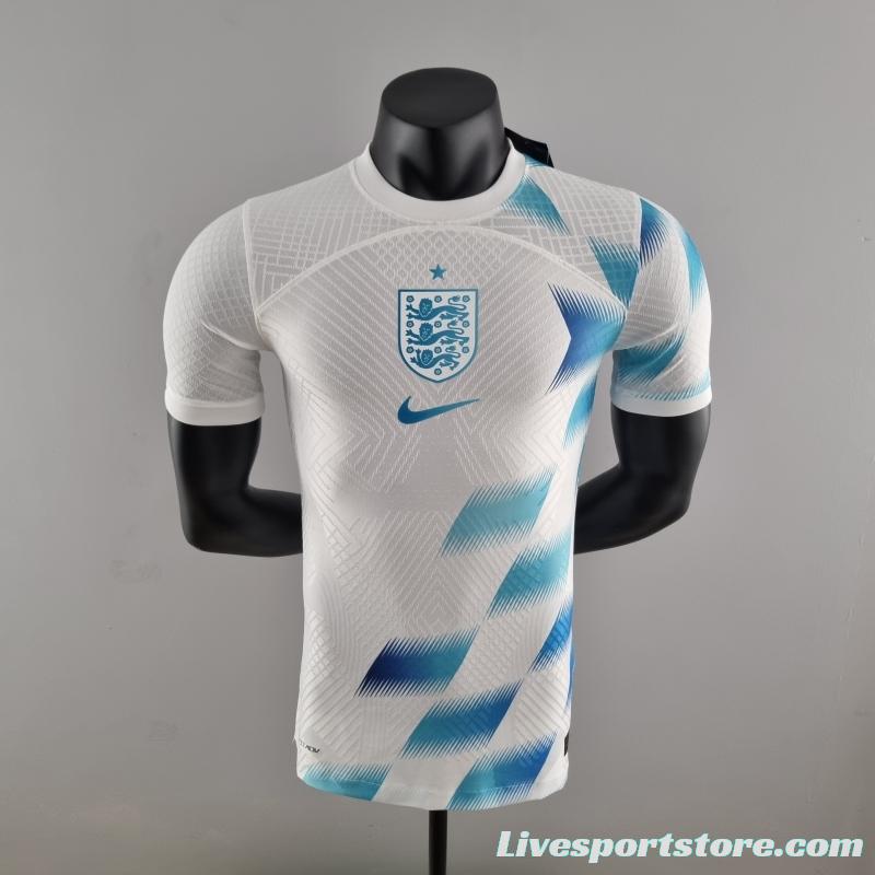 Player Version 2022 England Pre-match Kit White Blue