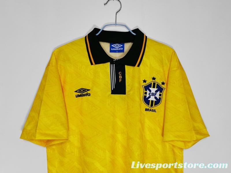 Retro 1991/93 Brazil Home Soccer Jersey