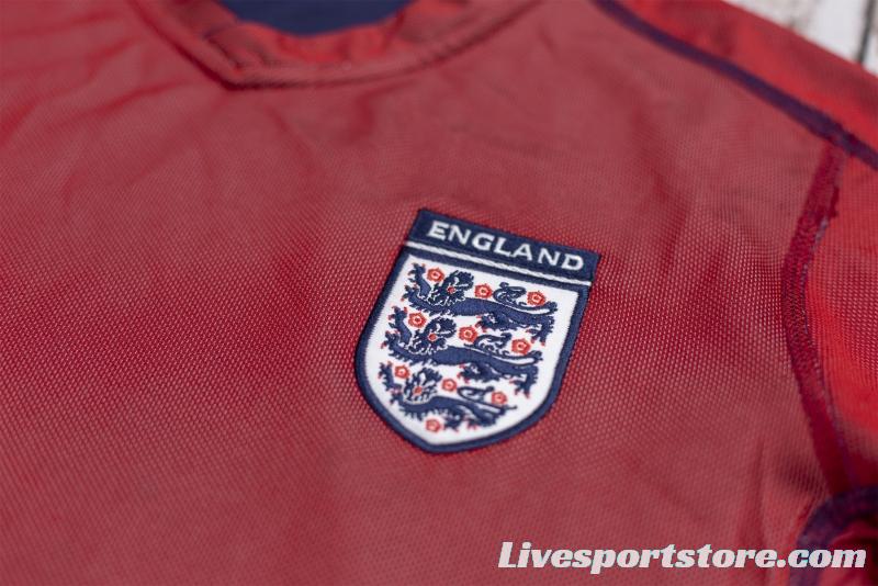 Retro 2002 England Away Reversible (Red/Navy) Soccer Jersey