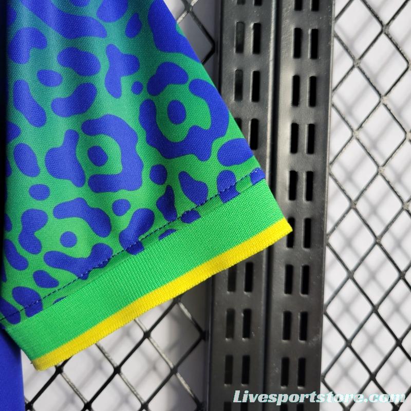 2022 Brazil Away Kids Size 16-28 Soccer Jersey