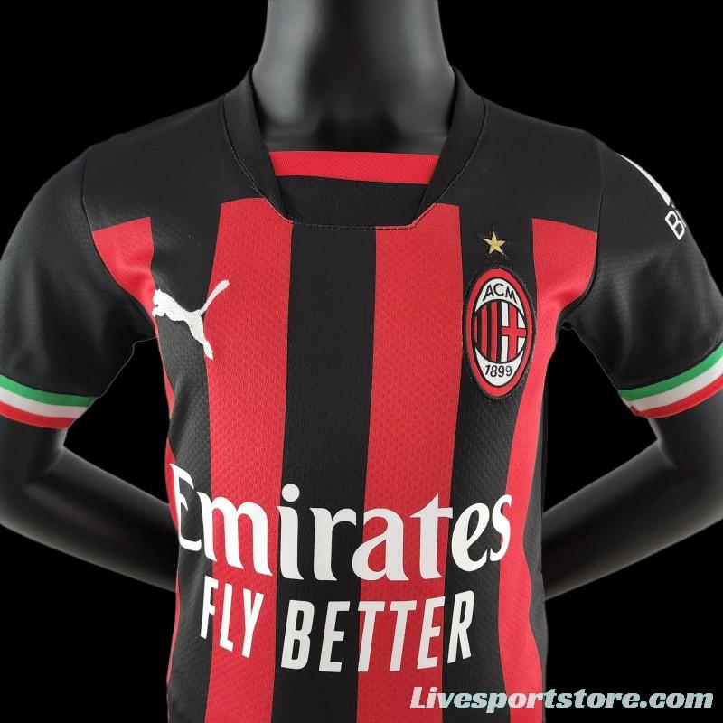 22/23 Kids AC Milan Home SIZE16-28 Soccer Jersey