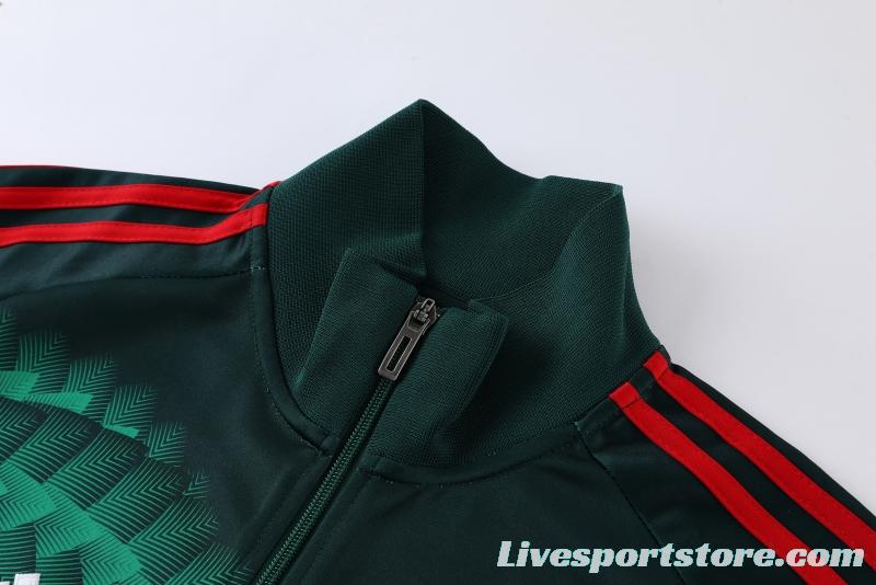 2022 Mexico Dark Green Full Zipper Tracksuit