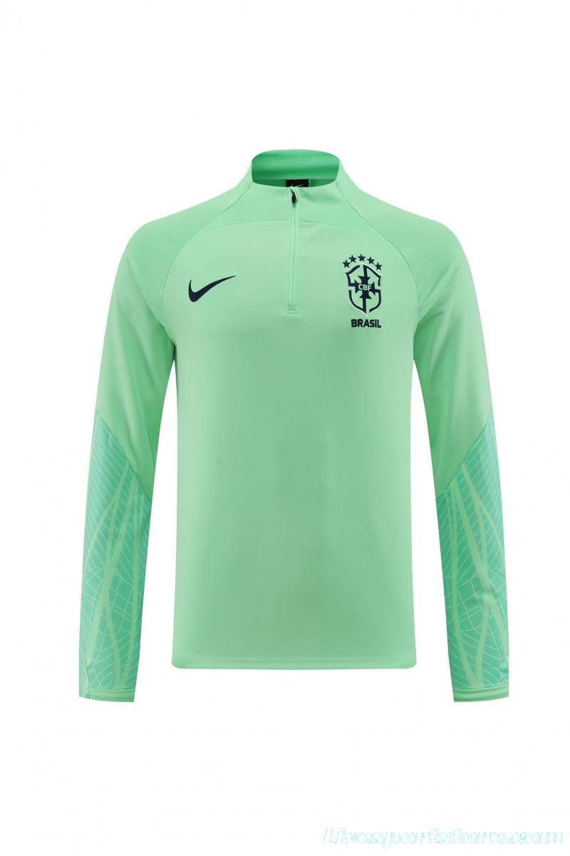 2022 Brazil Green Half Zipper Tracksuit