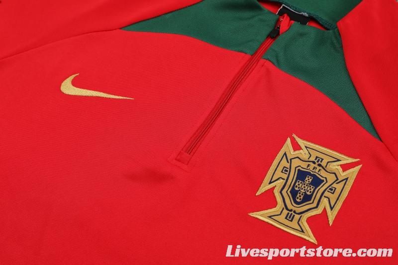 2022 Portugal Red Half Zipper Tracksuit