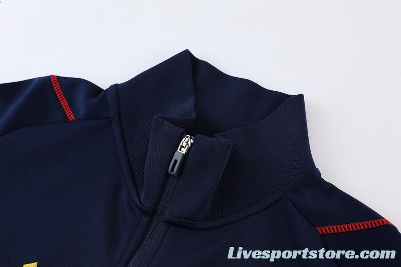 2022 Spain Navy Full Zipper Tracksuit