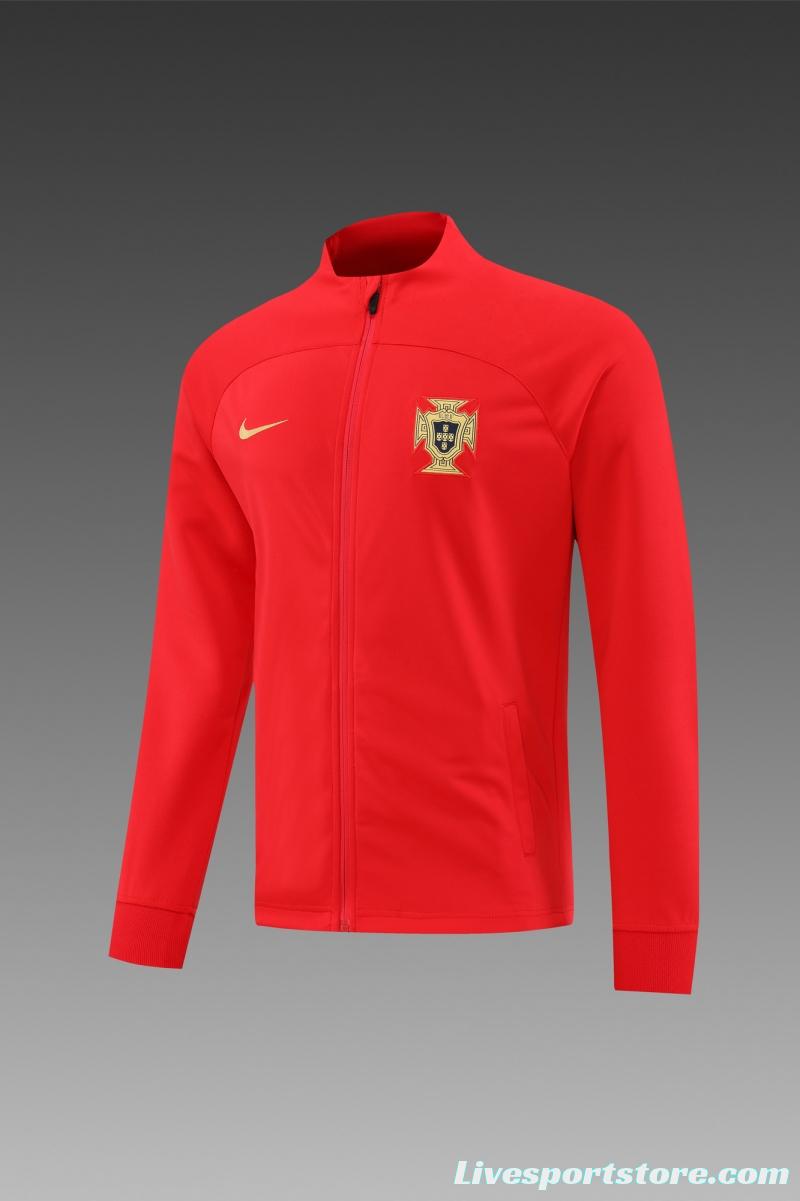 2022 Portugal Red Full Zipper Tracksuit