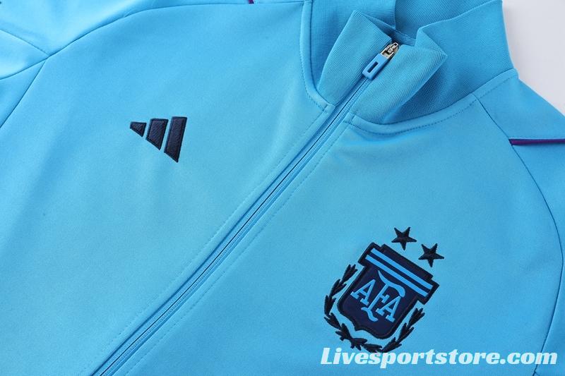 2022 Argentina Blue Full Zipper Tracksuit