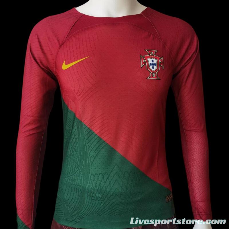 Player Version 2022 Portugal Home Long Sleeve Jersey