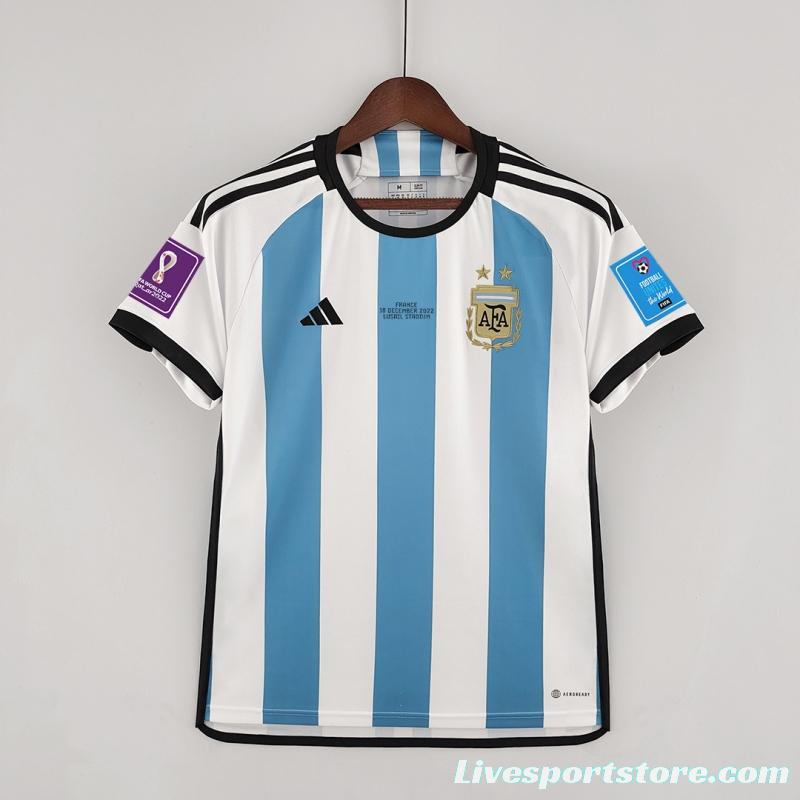 2 Stars Argentina Home Final Match Jersey With Full Patch