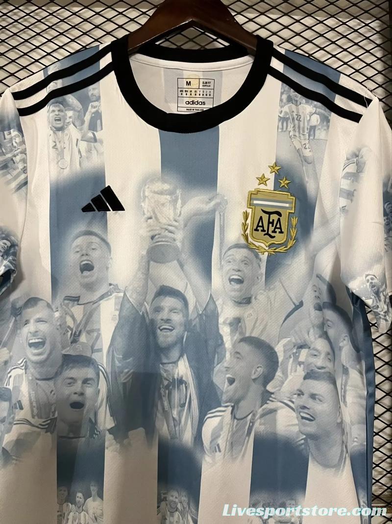 3 Stars 2022 Argentina Campeones Mundo Home Special Jersey