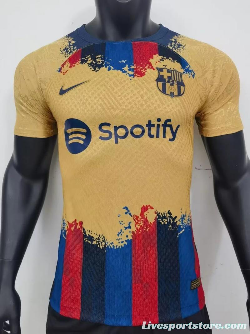 Player Version 23/24 Barcelona Home X Away Mixed Red Yellow Jersey